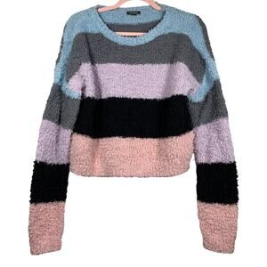 WILD FABLE Colorful Striped Soft Crew Neck Long Sleeve Sweater Medium